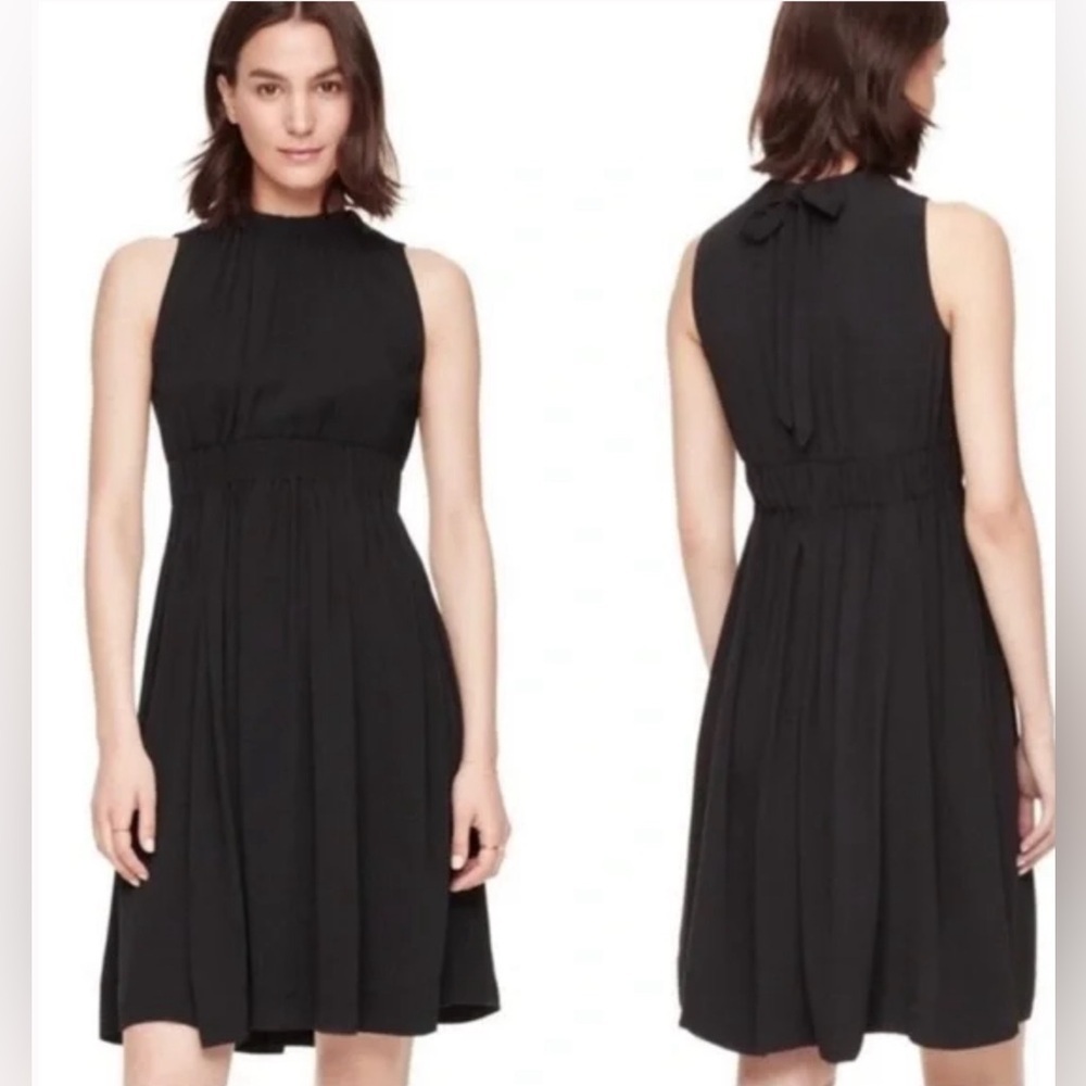 Kate Spade Black Rio Crepe Tie Back Dress Size 2